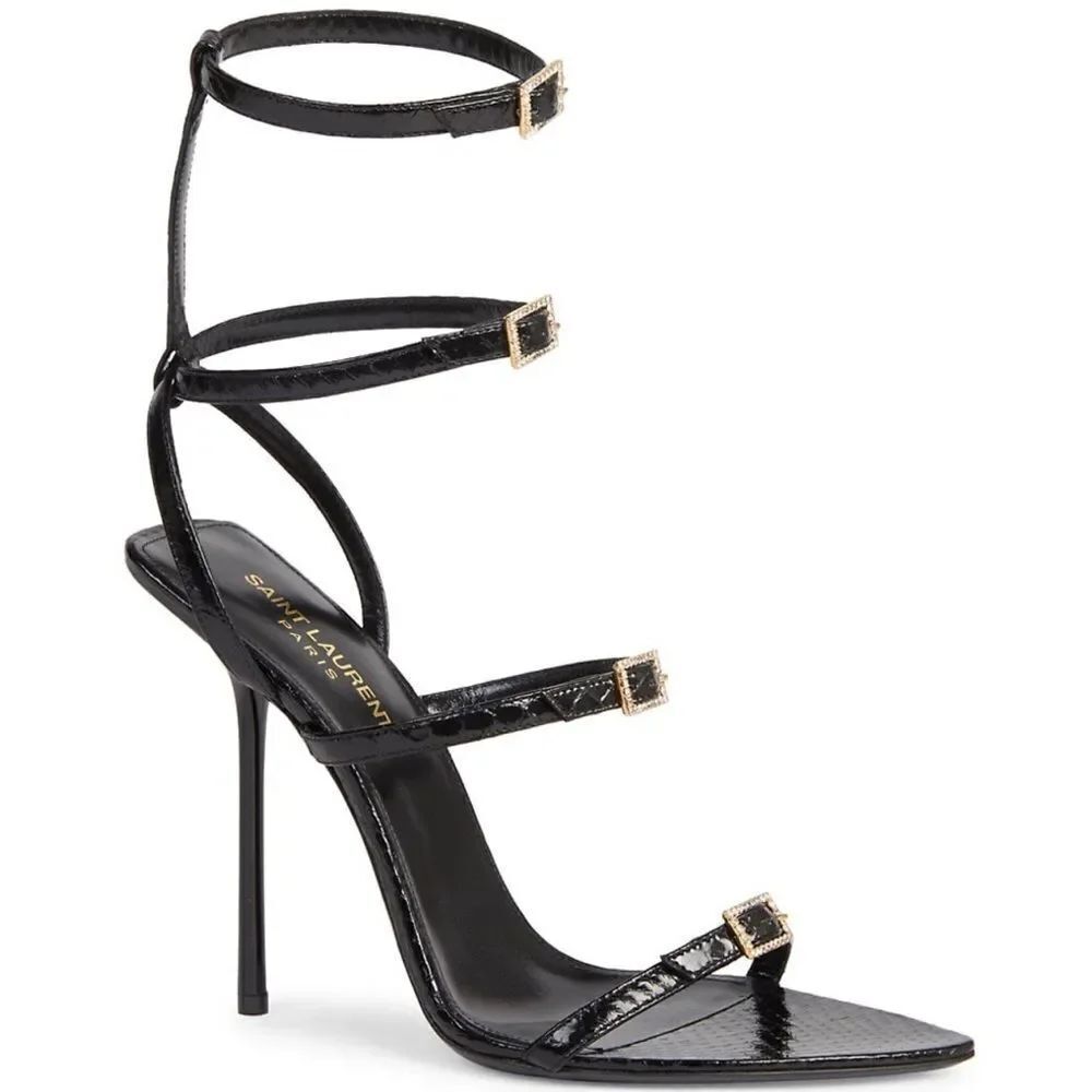 Saint Laurent Nuit Sandals In Lacquered Ayers size 37